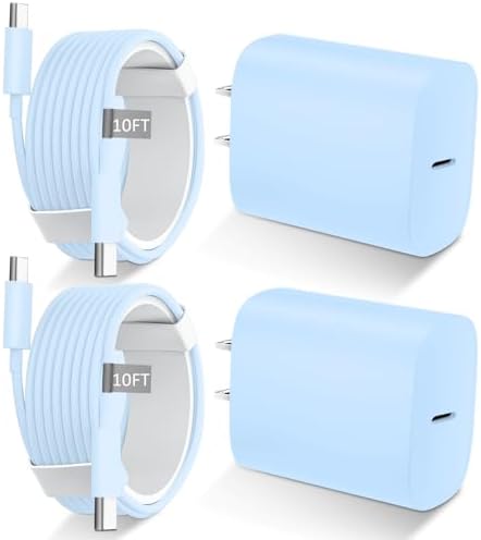 Phone 17 16 15 Charger Fast Charging Type C Chargers USB C Fast Charger Block & Phones 17 Charger Cord 10FT Long USB C Charging Cable for i.Phone 17/17 Pro/17 Pro Max/Air/Phone 16 15 Pro Max,Blue by DiHines
