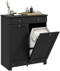 HOMCOM Laundry Cabinet with 2 Removable Baskets, Tilt Out Hamper, Black by HOMCOM