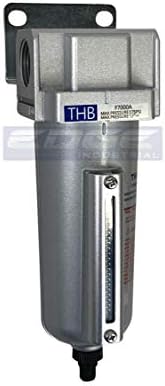 HEAVY DUTY INDUSTRIAL RATED HIGH FLOW PARTICULATE FILTER, IN-LINE WATER TRAP FOR COMPRESSED AIR LINE SYSTEMS, 5 MICRON WITH METAL BOWL AND AUTO DRAIN (3/4" NPT, 5oz) by THB