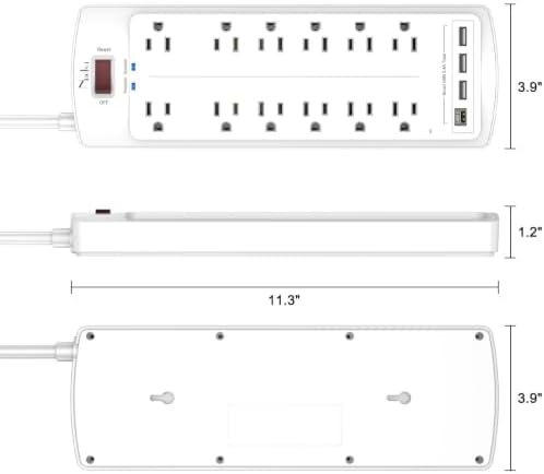 Surge Protector Power Strip, Nuetsa 6Ft Flat Plug Extension Cord with12 Outlets and 4 USB Ports for Home, Office, Dorm Essentials, 2700 Joules, ETL Listed, White - Image 7
