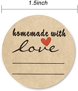 1.5" Homemade with Love Stickers, 500 Pcs Kraft Jar Canning Label Stickers for Baked Packaging, Cookie Bags, Fudge Containers, Store Owners, Crafts, Organizing, Price Tags - Image 2
