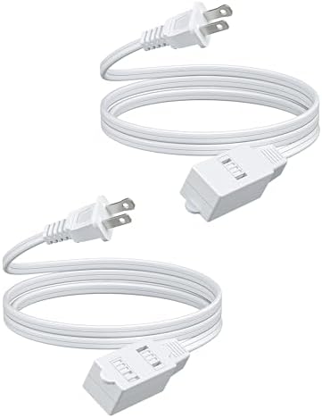 DEWENWILS 6FT Extension Cord, AWG16/2 13A/125V, White, ETL Listed, 2 Pack by DEWENWILS