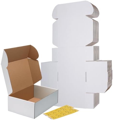 RLAVBL 12x8x4 Inches Shipping Boxes Set of 20, White Small Corrugated Cardboard Box, Mailer Boxes for Packing Small Business by RLAVBL