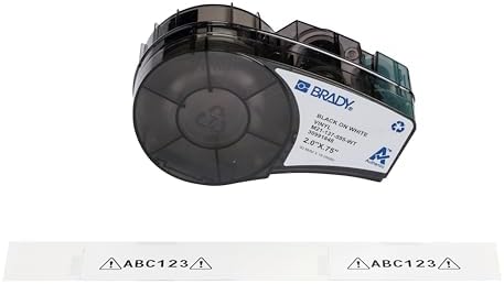Brady Authentic (M21-137-595-WT) All-Weather Vinyl Label for Indoor/Outdoor ID, Lab and Equipment Labeling, White on Black- for M210, M210-LAB, M211, BMP21-PLUS and BMP21-LAB Printers, .75" H, 2" W by BradyCorp