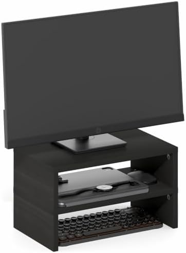 Furinno CLASSIC Monitor Stand Riser Set of 2, 15.7" Wide Dual Monitor Riser, Stackable Separable Laptop Stand for Desk, Desktop Organizers and Accessories, for Office Supplier, Espresso by Furinno-FitsYourSpaceFitsYourBudget