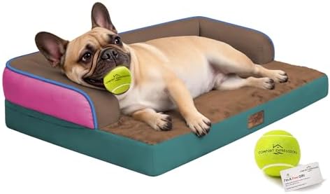 Comfort Expression Washable Dog Bed with Bolster for Medium to Large Dogs by ComfortExpression