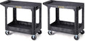 ELAFROS Heavy Duty Plastic Utility Cart, 37 x 18.8 in, Flat Top, Swivel Wheels, 550 lbs Capacity, Black (Pack of 2) by ELAFROS