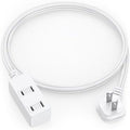 Flat Plug Extension Cord 3Ft White - 2-Prong Power Strip with 3 Polarized Outlets & Tamper Guard, 16/2 AWG 13A/1625W by LitStar