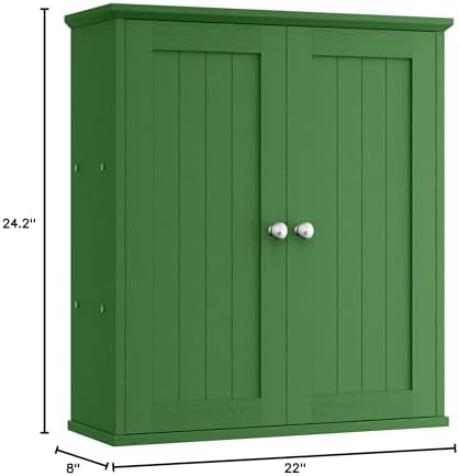 Shintenchi Bathroom Wall Medicine Cabinet, Over The Toilet Storage, Green - Image 2