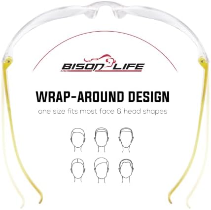BISON LIFE Clear/Yellow Safety Glasses for Men & Women, ANSI Z87.1, 6 Pack - Image 7