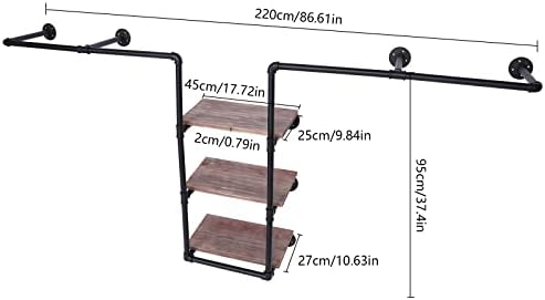 LYNICESHOP Wall-Mounted Clothes Rack, Industrial Pipe Clothing Rack Wall Mount Clothing Rack with Storage Shelves Space-Saving Heavy Duty Clothes Hanger for Closet Storage - Image 6