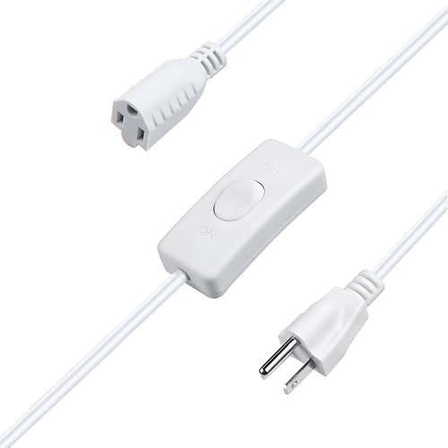 Long Extension Cord with Switch On/Off 3 Prong 18 AWG 6.56 FT Indoor Power Cord for Indoor Use - White - Image 2