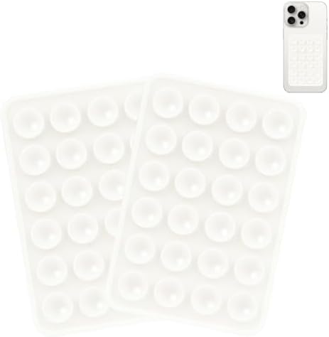 Giumel 2PCS Silicone Suction Phone Case Mount,Non Slip Suction Cup, Hands-Free Phone Accessories Holder for Selfies and Videos,Silicone Adhesive Stand Sticky for Cell Phone White by Giumel