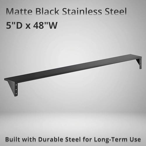 5" x 48" Heavy Duty Stainless Steel Floating Wall Mounted Shelf, Commercial Kitchen Storage Shelf - Image 2