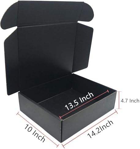 Black Cardboard Shipping Box 14.2x10x4.7" 10 Pack - Image 2