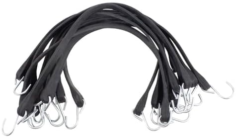 Mytee Products 15" Natural Rubber Tarp Bungee Straps Crimped Hooks - 50 Pack by MyteeProducts