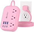 Beeiker 6 USB (3 USB C) Pink Power Strip, 5Ft Extension Cord, 3 Outlets by Beeiker-BetterHelperforYou