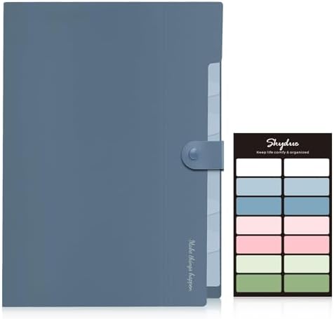 SKYDUE Expanding File Organizer with 8 Pockets, Accordion File Folders with Labels, Portable Document Paper Bill Receipt Organizer, Home College School Office Supplies, Letter Size, Blue - Image 2