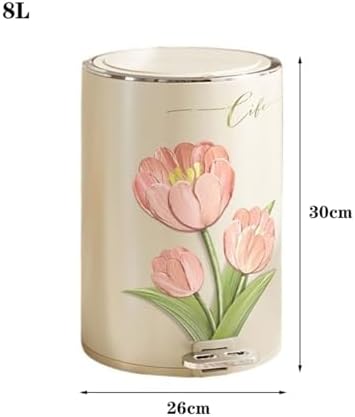 8/12 Liter Metal Smart Trash Can Round Step Pedal Soft Close Lid Inner Bucket Modern Creative Decor for Home Office Bathroom Small Size Eco Friendly Durable - Image 3