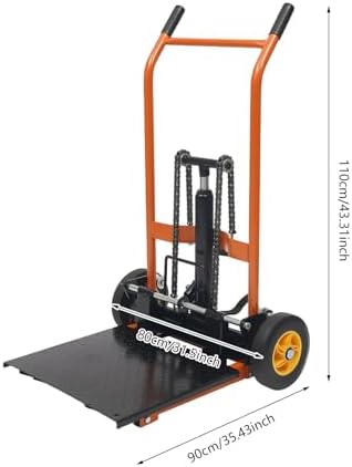 Hydraulic Material Lift Winch Stacker, Pallet Truck Dolly, Adjustable Stacker Fork Lift, 577 Lbs 36" Max Lift with 9" Casters & Straps, Removable Lifting Platform for Warehouse Factory Workshop - Image 2
