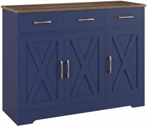 HOSTACK Kitchen Buffet Cabinet with Storage, Sideboard Coffee Bar, Blue by HOSTACK