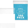 8" x 10" Zip Bags, 100 Pack, 4 Mil Heavy Duty, Write with White Block, GPI by GPI