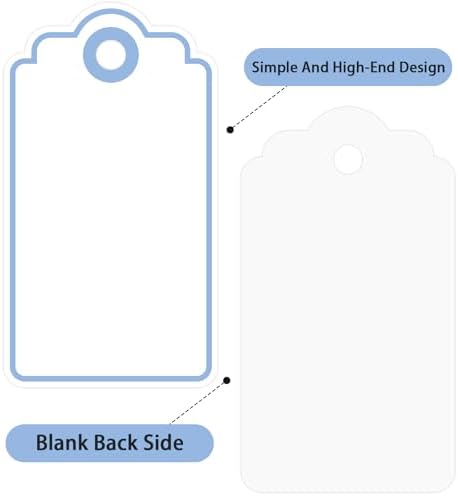 Anwyll Gift Tags with String - 100Pcs Blue Gift Bag Tags Personalized White Blank Hanging Paper Label Tag for Baby Shower Birthday Party Wedding Christmas Favor Present - Image 2