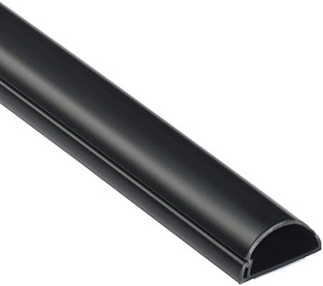 D-Line Half Round Cord Hider, Patented Cable Cover, Hide TV Wall Mount Wires, Raceway for Cords, Decorative Wire Covers, Paintable, Adhesive Cable Concealer - 1x 1.18in W x 0.59in H x 39in L - Black by D-LineUSAinc