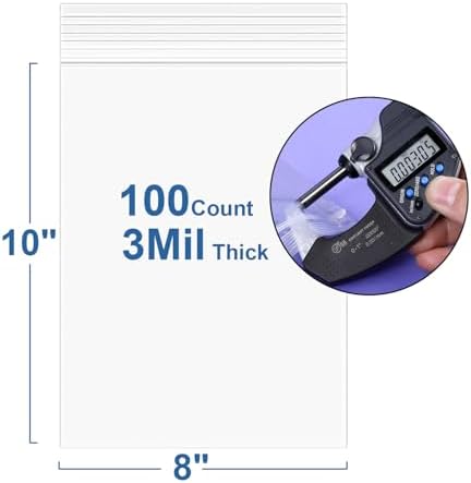 100Pcs 8"x10" Thick 3Mil Clear Reclosable Zip Seal Lock Plastic Poly Bags - Image 2