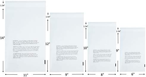 Wowfit 400 CT 4-Size FBA Poly Bags, Suffocation Warning, Permanent Adhesive by Wowfit