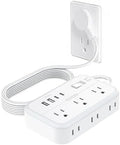 Power Strip with 6 Outlets 4 USB Ports(2USB C), Flat Extension Cord with Multiple Outlets, 1080 Joules, 5 ft Flat Plug Outlet Extender for Indoor, Office Supplies, Dorm Room Essentials by NTONPOWER