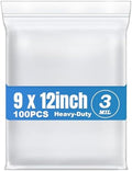 100Pcs 9"x12" Thick 3Mil Clear Reclosable Zip Seal Lock Plastic Poly Bags by Macoota