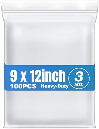 100Pcs 9"x12" Thick 3Mil Clear Reclosable Zip Seal Lock Plastic Poly Bags by Macoota