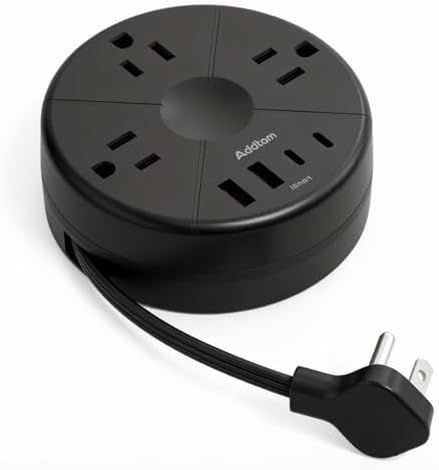 Travel Power Strip - Cruise Ship Essentials with 3ft Retractable Cord by Addtam