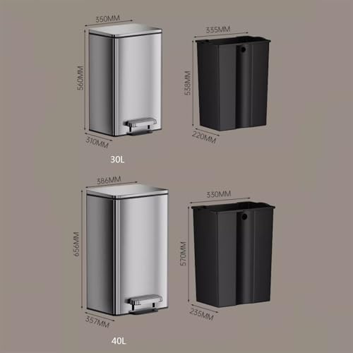 Stylish Wine Red 30L Stainless Steel Trash Can with Soft Close Lid Foot Pedal Ideal for Home Office Bathroom and Commercial Use - Image 3