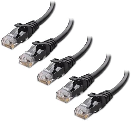 Cable Matters 10Gbps 5-Pack Snagless Cat 6 Ethernet Cable, 5ft, Black by CableMatters