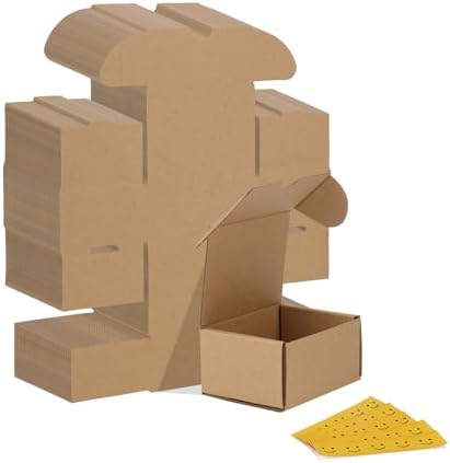 HORLIMER 4x3x2 inches Shipping Boxes Set of 50, Brown Corrugated Cardboard Box Literature Mailer by HORLIMER
