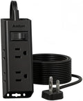 Addtam Flat Plug Power Strip with 6 Outlet Extender, 15 FT Extension Cord Flat Wall Plug with Multiple Outlets, No Surge Protector for Cruise Ship, Travel, Dorm, Home Office, Cruise Essentials, Black by Addtam