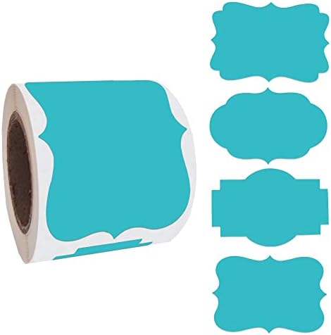 SALEMAR 2" x 3" Cyan Blue Sticker Labels, 200PCS Self-Adhesive Write On Tags for Essential Oil, Bottles, Food, Jars, Canning, Christmas (Cyan Blue) by SALEMAR