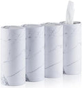 SINGARO Car Tissue Holder, 4 Pack Car Cup Holder Facial Tissues with Travel Tissue Bag, Quick and Convenient Flower Combination Car Tissue Box(4 Canisters/200 Tissues) White by SINGARO