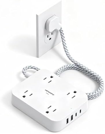 Surge Protector Power Strip, 10Ft Extension Cord with 4 USB Ports(2 USB C) by HANYCONY