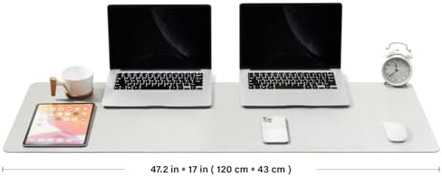 Large Desk Mat - 47.2"x 17" Non-Slip PU Desk Pad for Office and Home - Ideal for Large Mouse Pad and Desk Mats on Top of Desks(White) - Image 2
