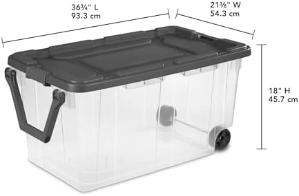 160-Quart Wheeled Stackable Storage Bin,Heavy-Duty Clear Plastic Container for Household & Garage Bulk Storage,Perfect for Outdoor Camping and Seasonal Organization, Gray 2-Pack - Image 3