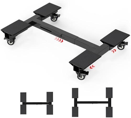 Furniture Dolly 1500LBS Capacity, Adjustable Heavy Duty Iron Moving Dolly Cart with 4 Lockable Caster Wheels, Stand Base for Washing Machine Refrigerator Dryer with Non-Slip Mat Easy Moving by GLISWAM