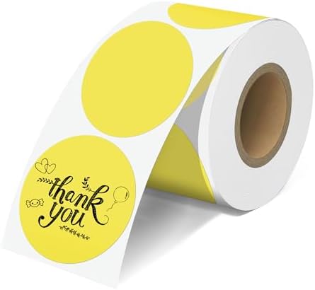 JOYIT 2'' Yellow Thermal Labels - 600pcs Round Thermal Printer Labels by JOYIT