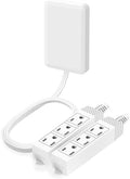 TiFFCOFiO Flat Plug Outlet Strip, 6 Feet Extension Cord 3 Prong, 3 Grounded Outlets with Mounting Holes, 13A/1625W, 16 AWG (Twin Outlets with Cover) by TiFFCOFiO