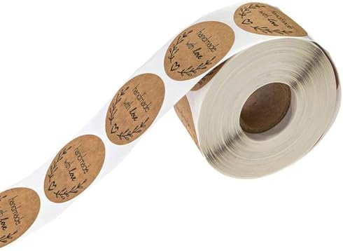 1.5 Inch Handmade with Love Stickers,500Pcs Thank You with Love Heart Sticker Baked Stickers Paper Lables Tags for Baking Packaging,Homemade Gift,Envelope Seals,Party Gift Wrap Bag (Brown03) - Image 4