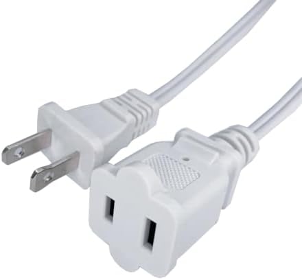 2 Foot Extension Cord, Small White Extension Cord for Indoor Use,2 Prong by Musunpara