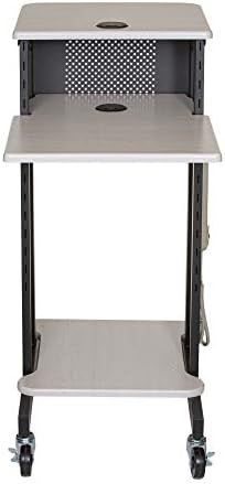 OEF Furnishings Presentation Cart and Stand, OEFPRC200, Steel Frame, Ivory Woodgrain - Image 4