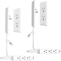 CABOCASA 2 Pack 3FT Flat Plug Extension Cord Power Strip, White by CABOCASA